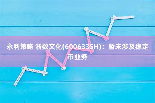永利策略 浙数文化(600633SH)：暂未涉及稳定币业务